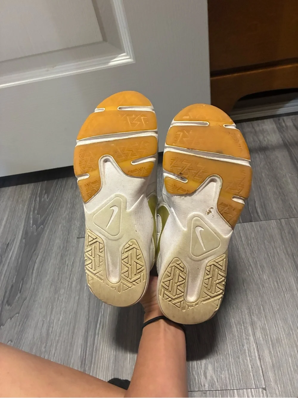 Nike Off-White Athletic Sneakers with Yellow Highlights